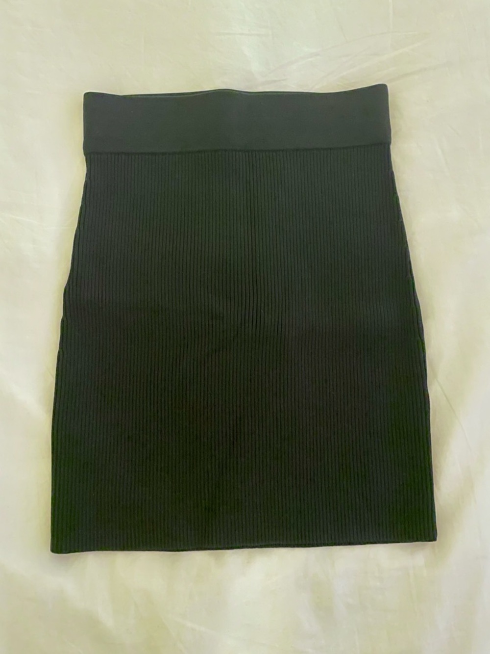 Reiss Black Ribbed High-Waist Mini Skirt